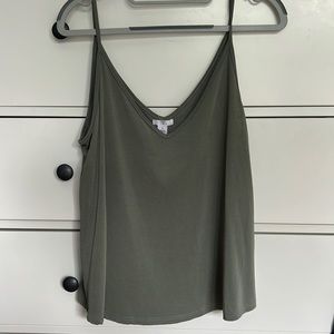 Army green check tank top
